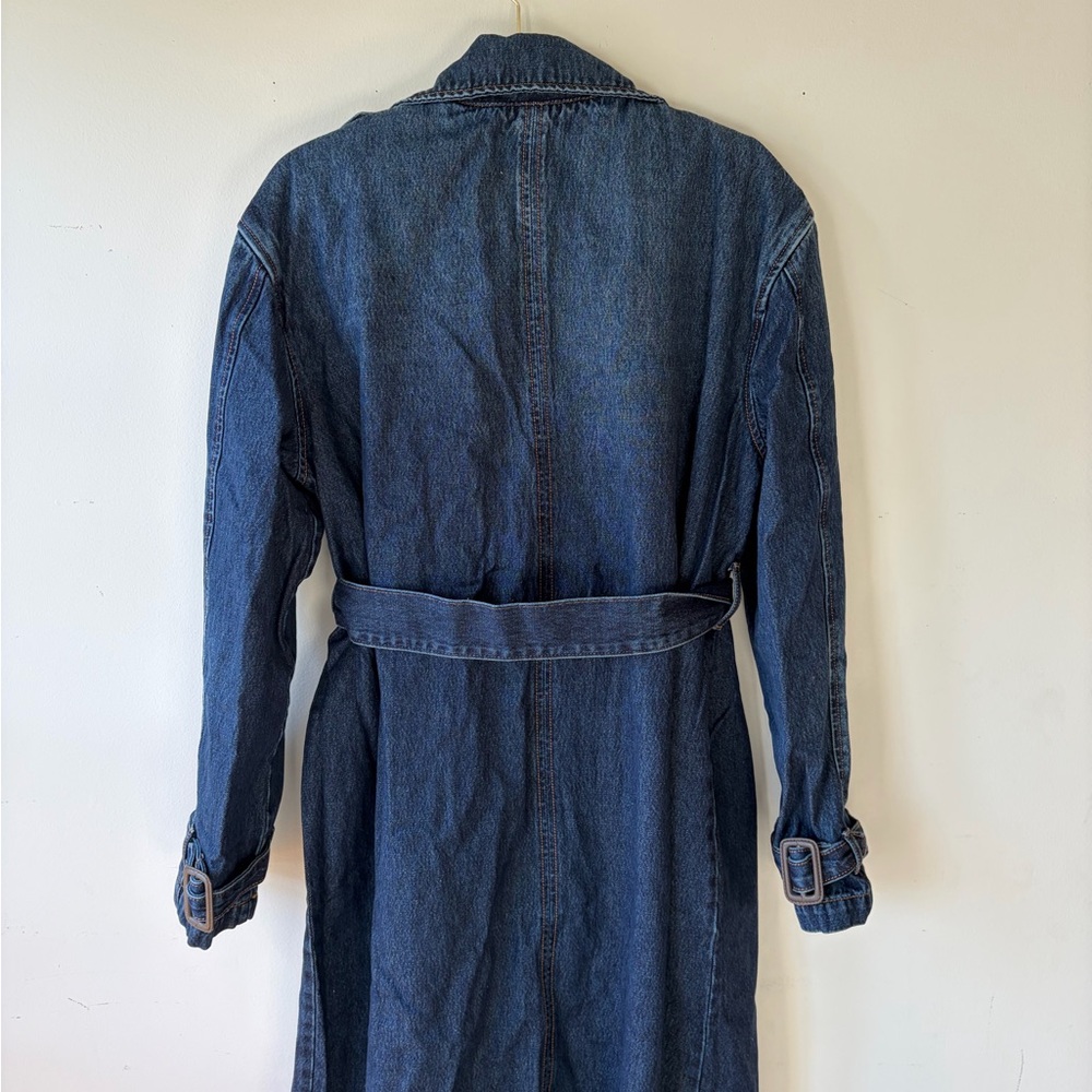 HIDDEN JEANS Devon Classic Denim Trench Coat Dark Wash Size Large - Picture 7 of 9
